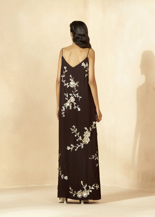 Gold Embroidered Maxi Dress