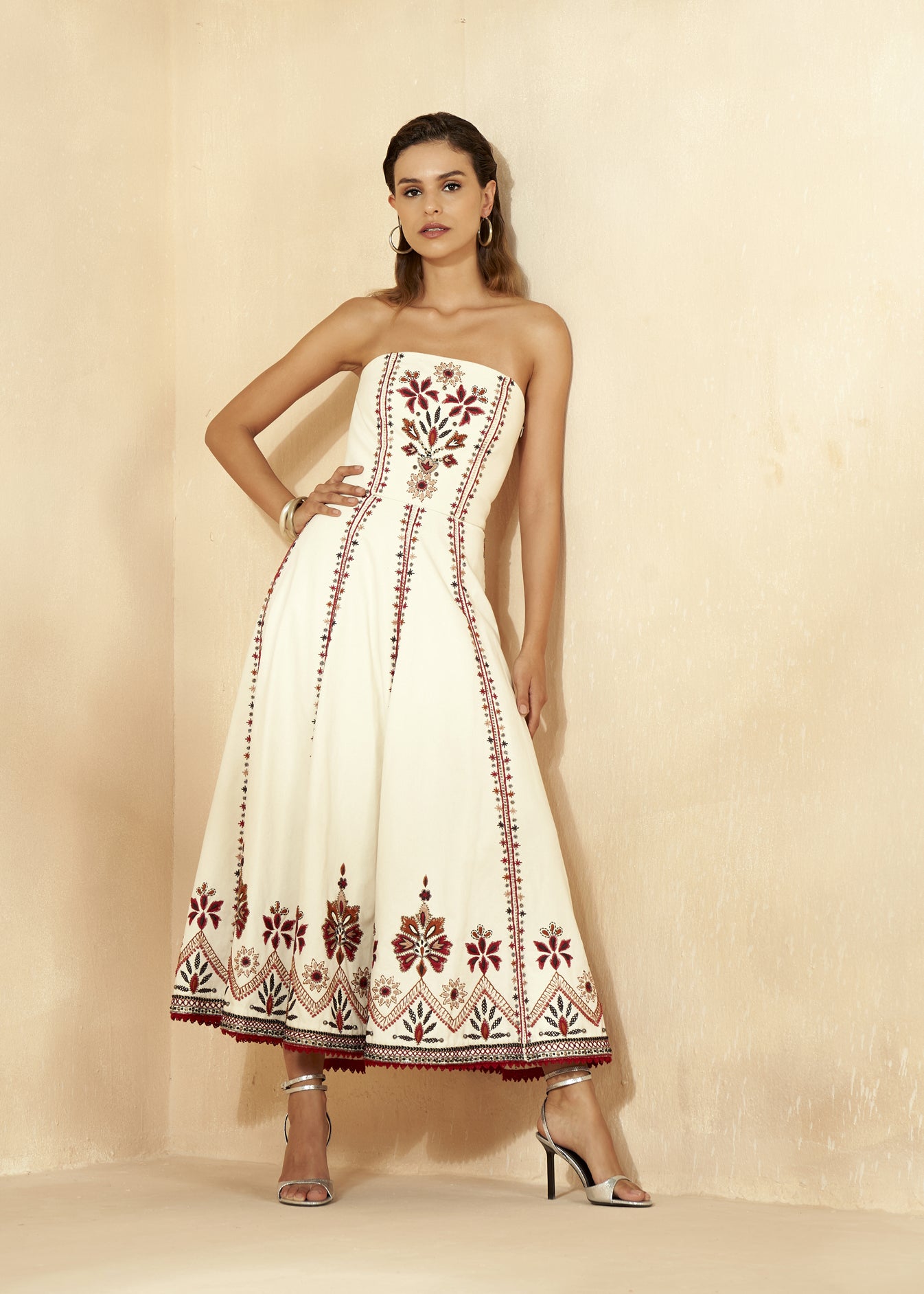 Strapless Hand Embroidered Dress