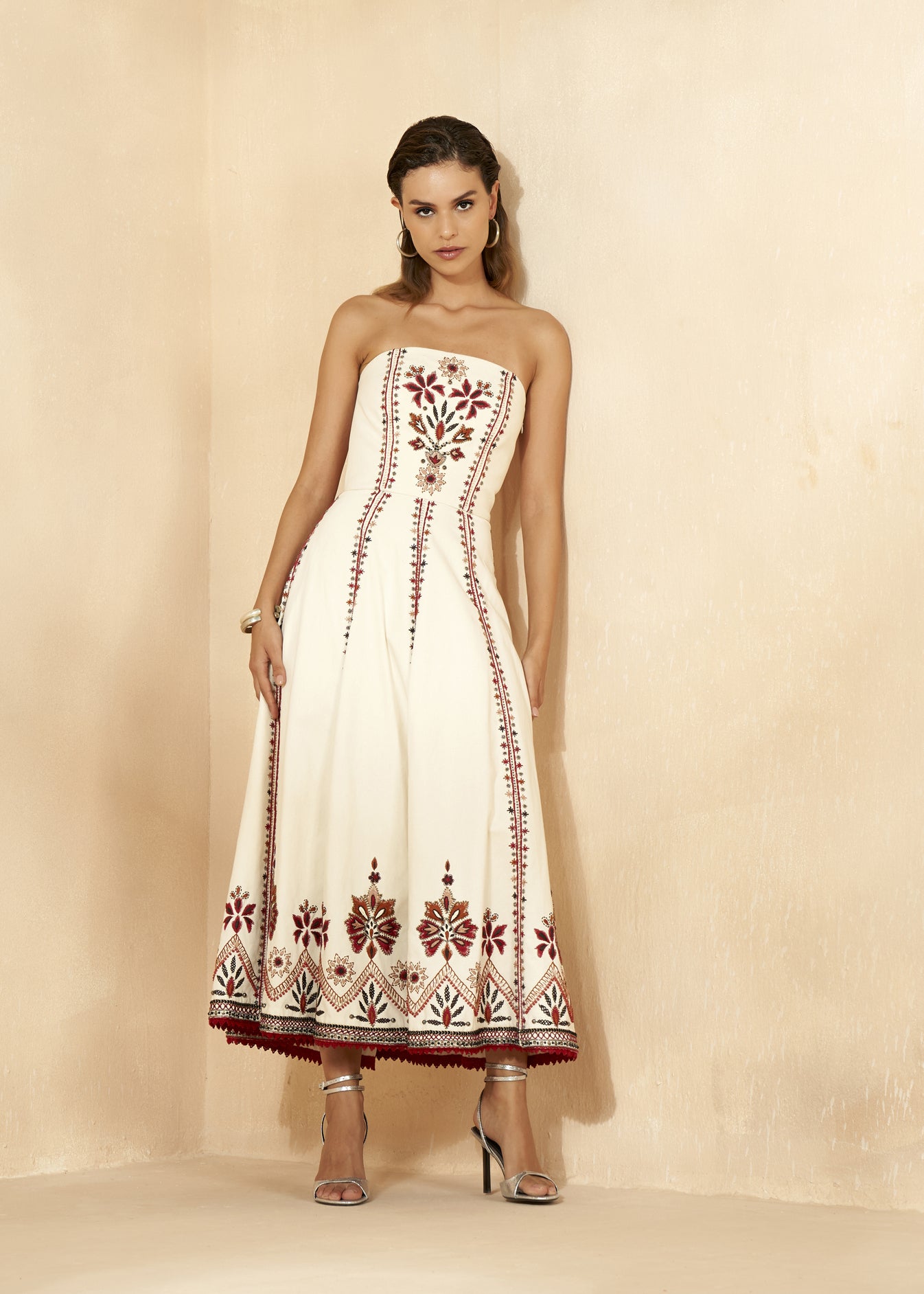 Strapless Hand Embroidered Dress