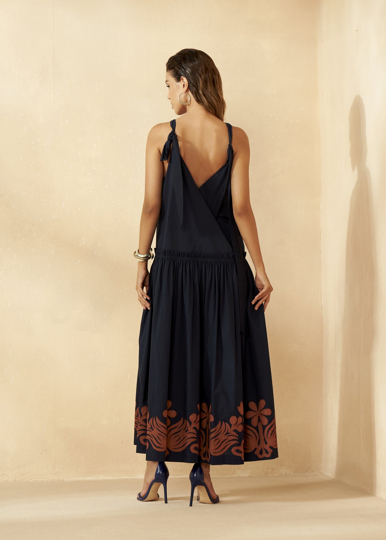 Drop Waist Dress With Applique Work