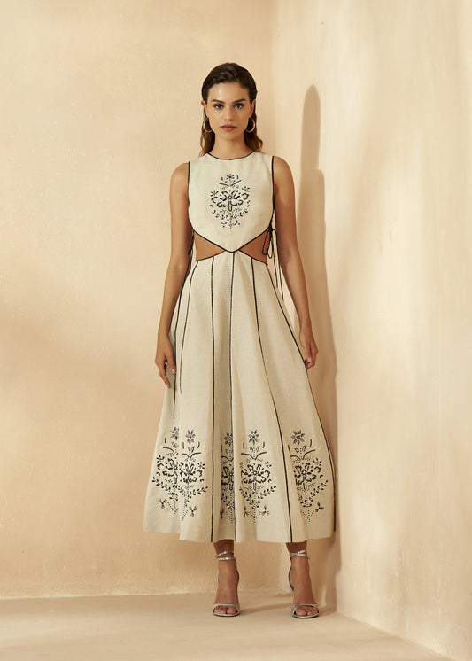 Embroidered Panelled Dress