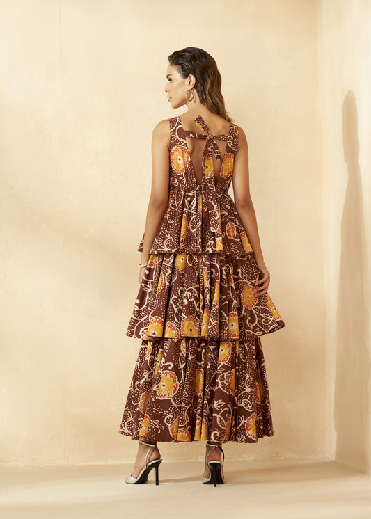 V-Neck Floral Tiered Maxi Dress