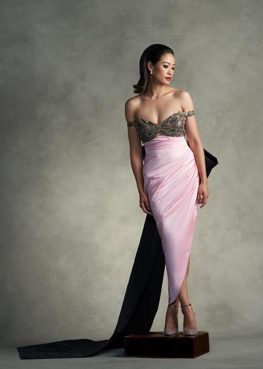 Beaded Off-Shoulder Gown