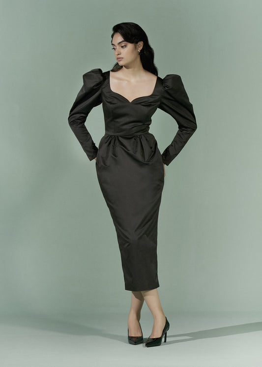 Puff sleeve midi dress
