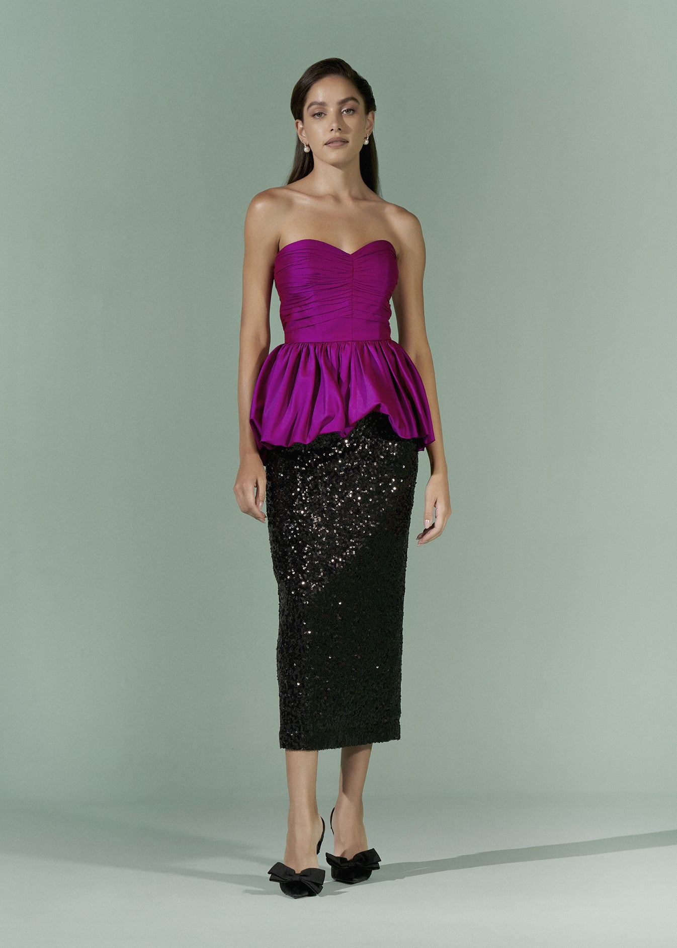 Colour Blocking strapless dress
