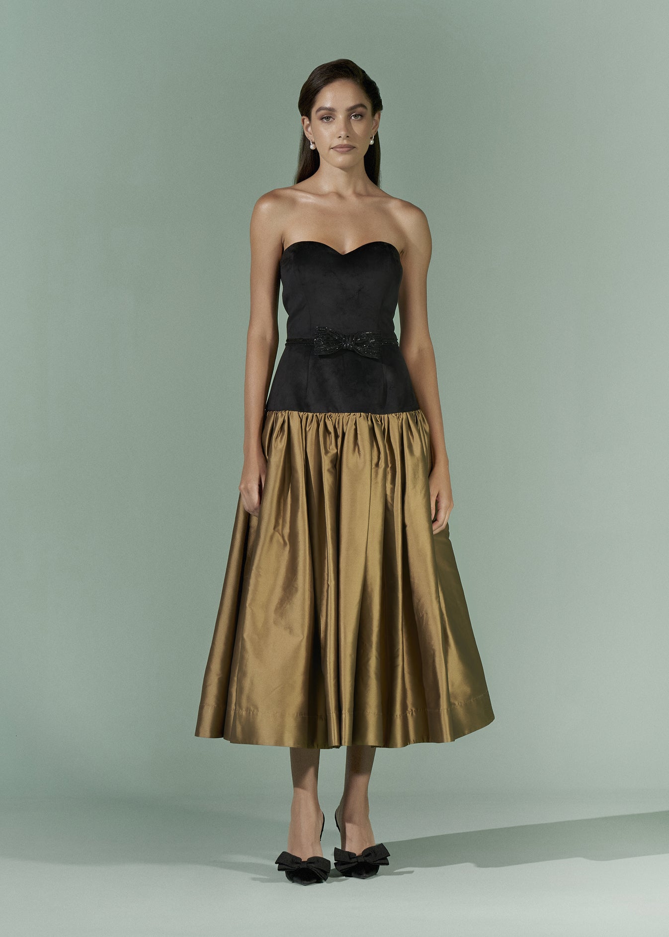 Colour Blocking strapless dress