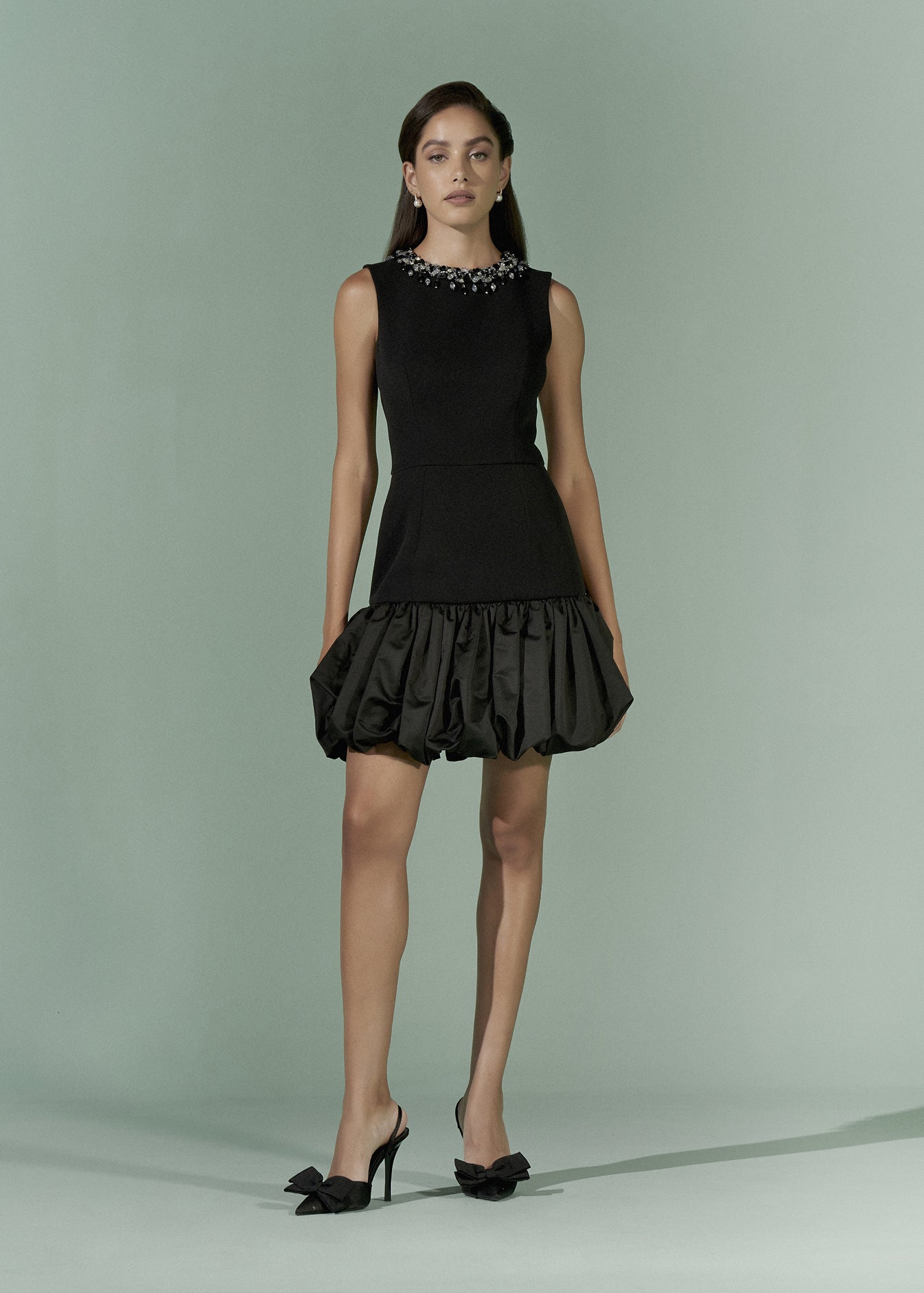 Bubble hem Jewelled neck dress