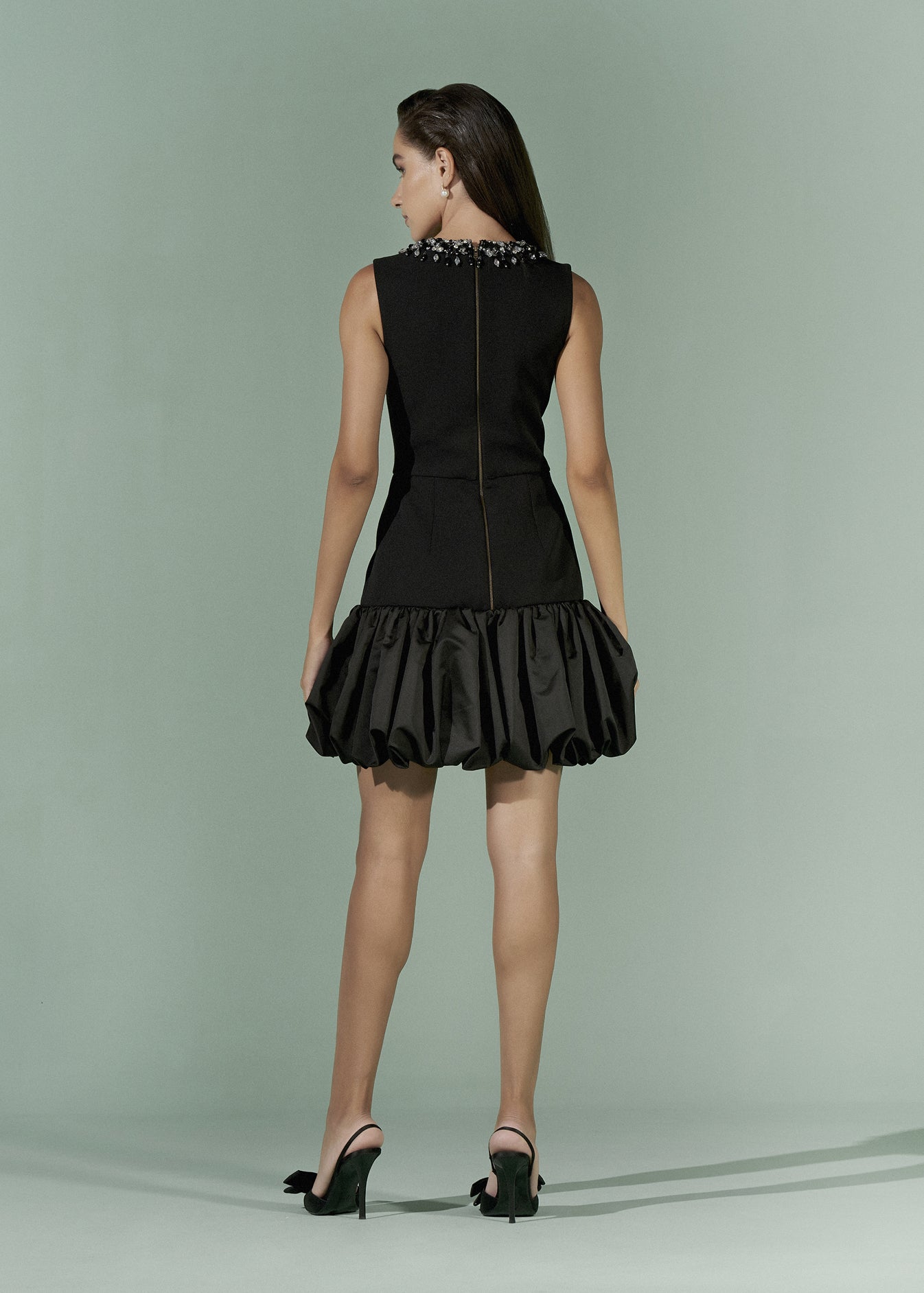 Bubble hem Jewelled neck dress