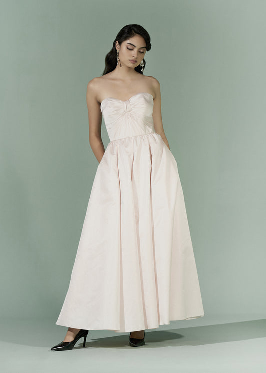 Strapless satin gown