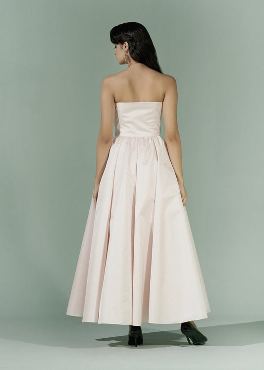 Strapless satin gown