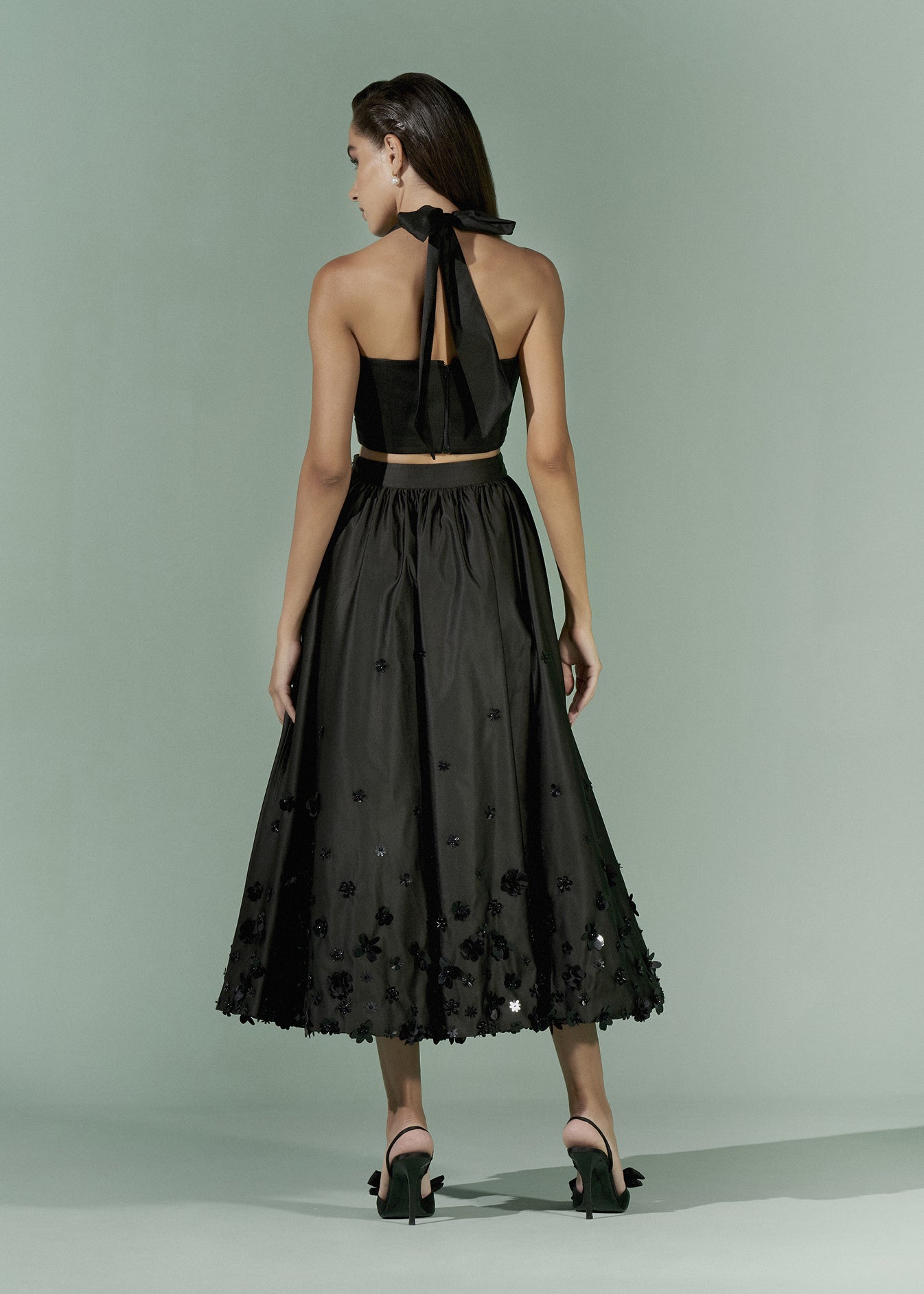 Embellish Midi Skirt And Halter Neck Crop - Full Set - SALE