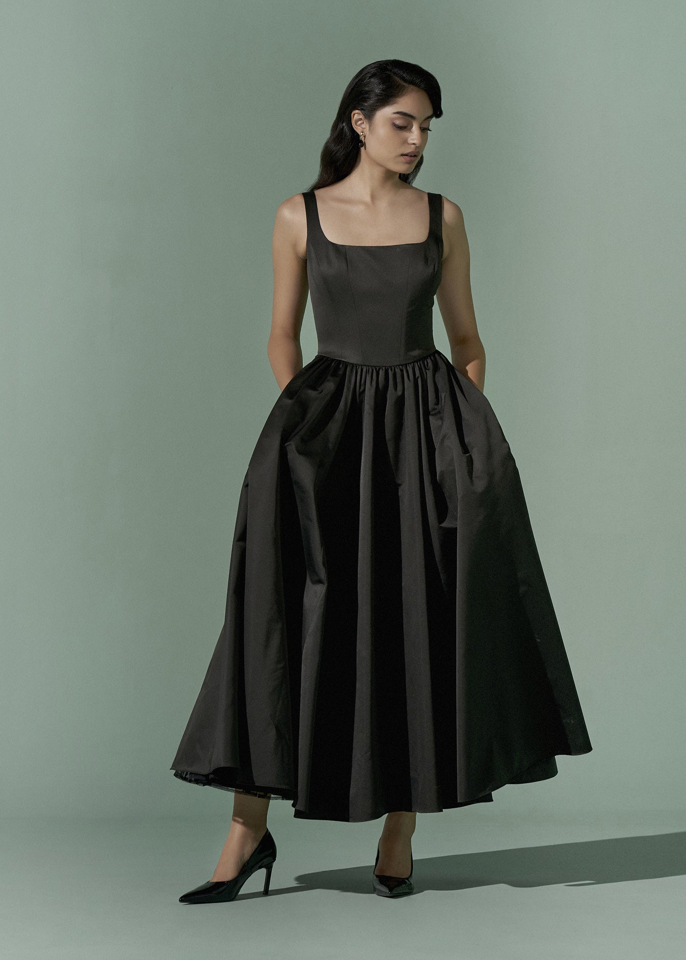 scooped neck dress