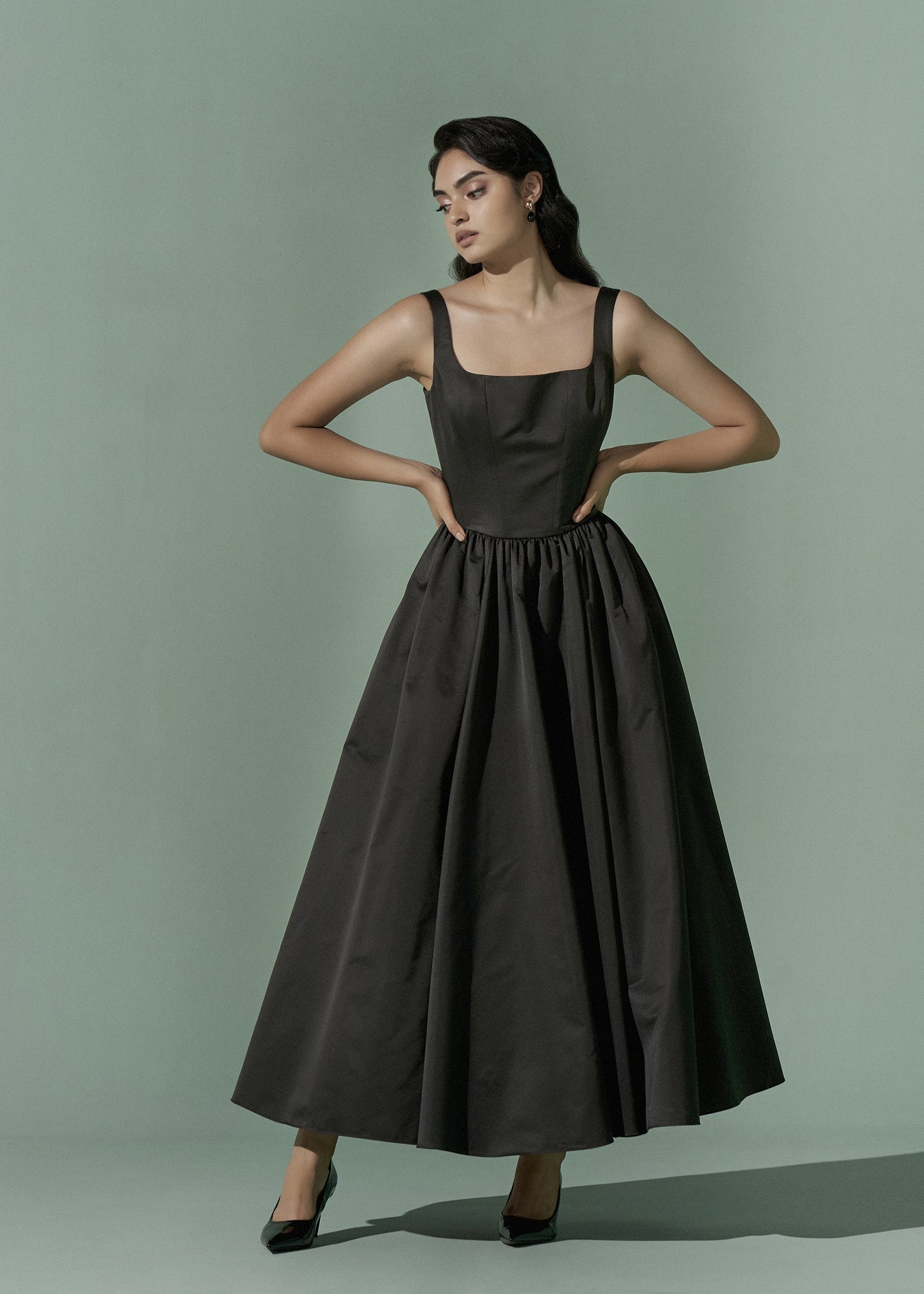scooped neck dress