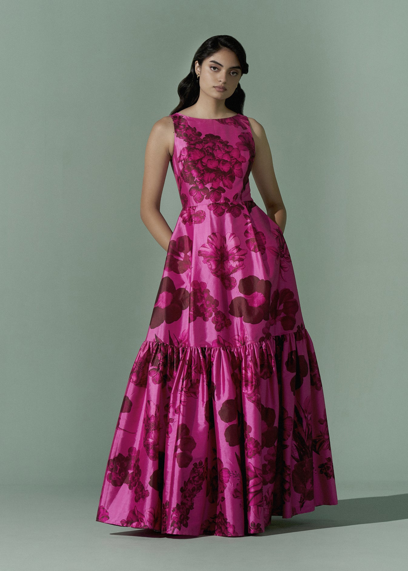 Printed Boat neck voluminous Dress