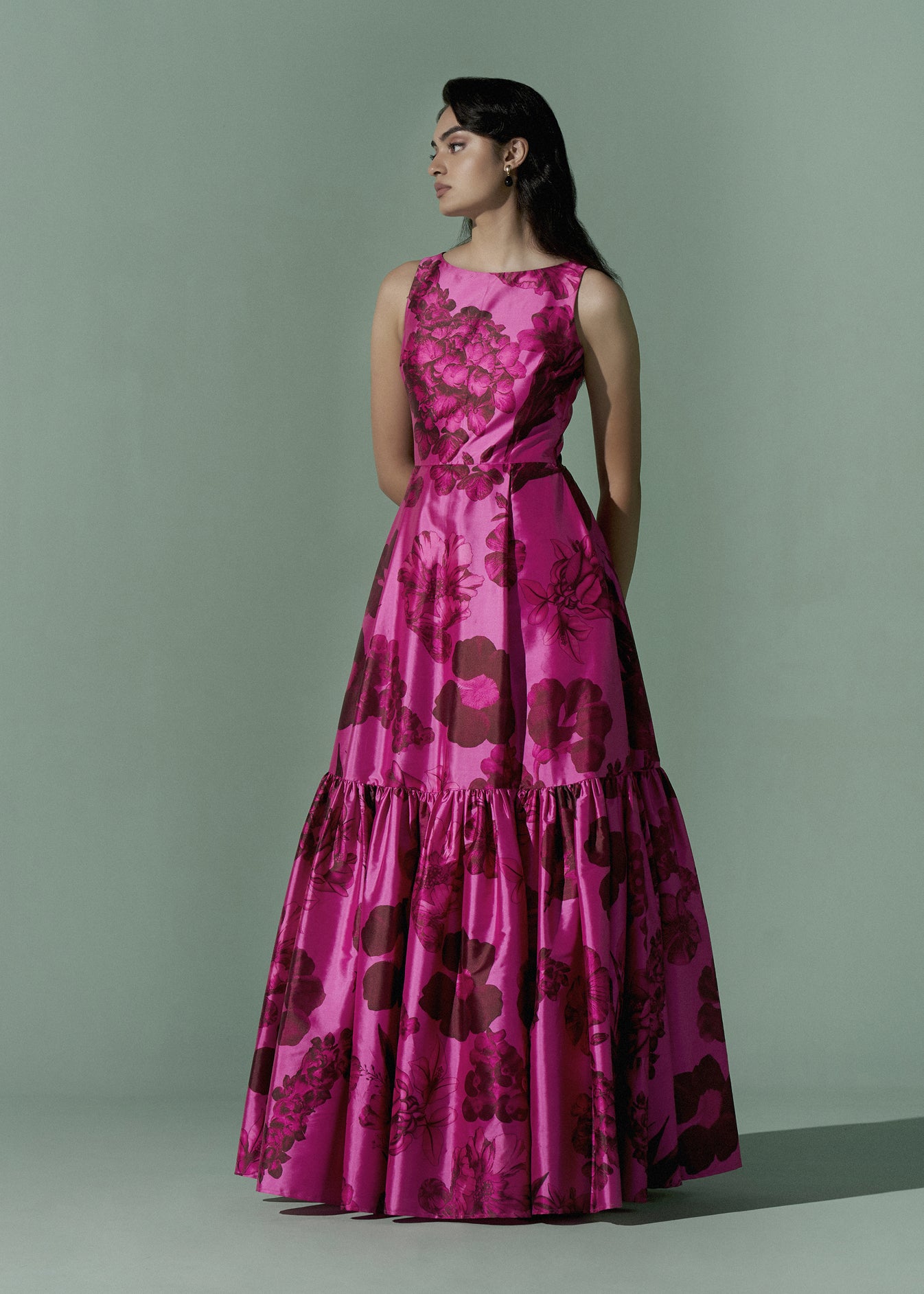 Printed Boat neck voluminous Dress
