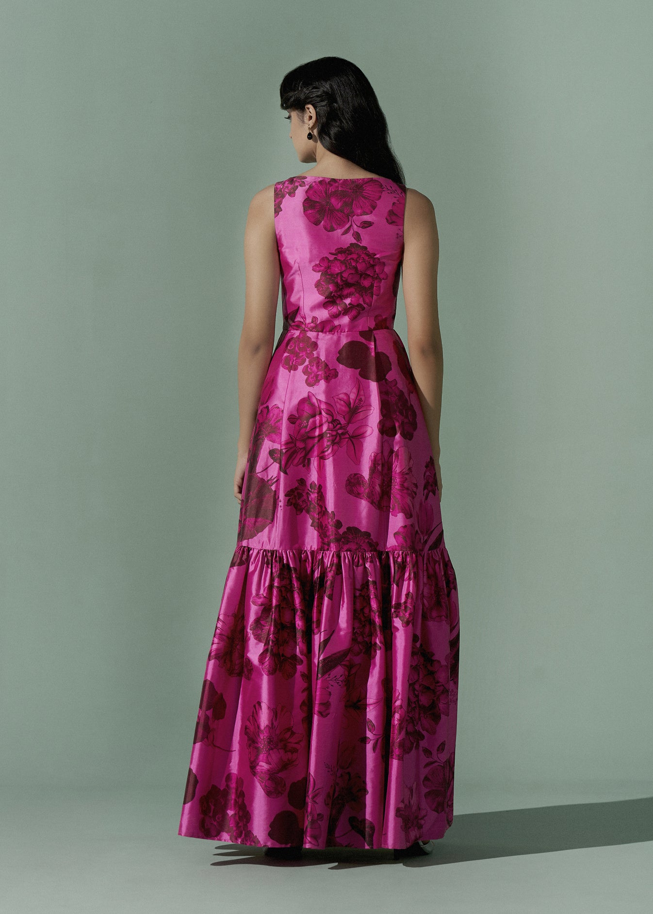 Printed Boat neck voluminous Dress