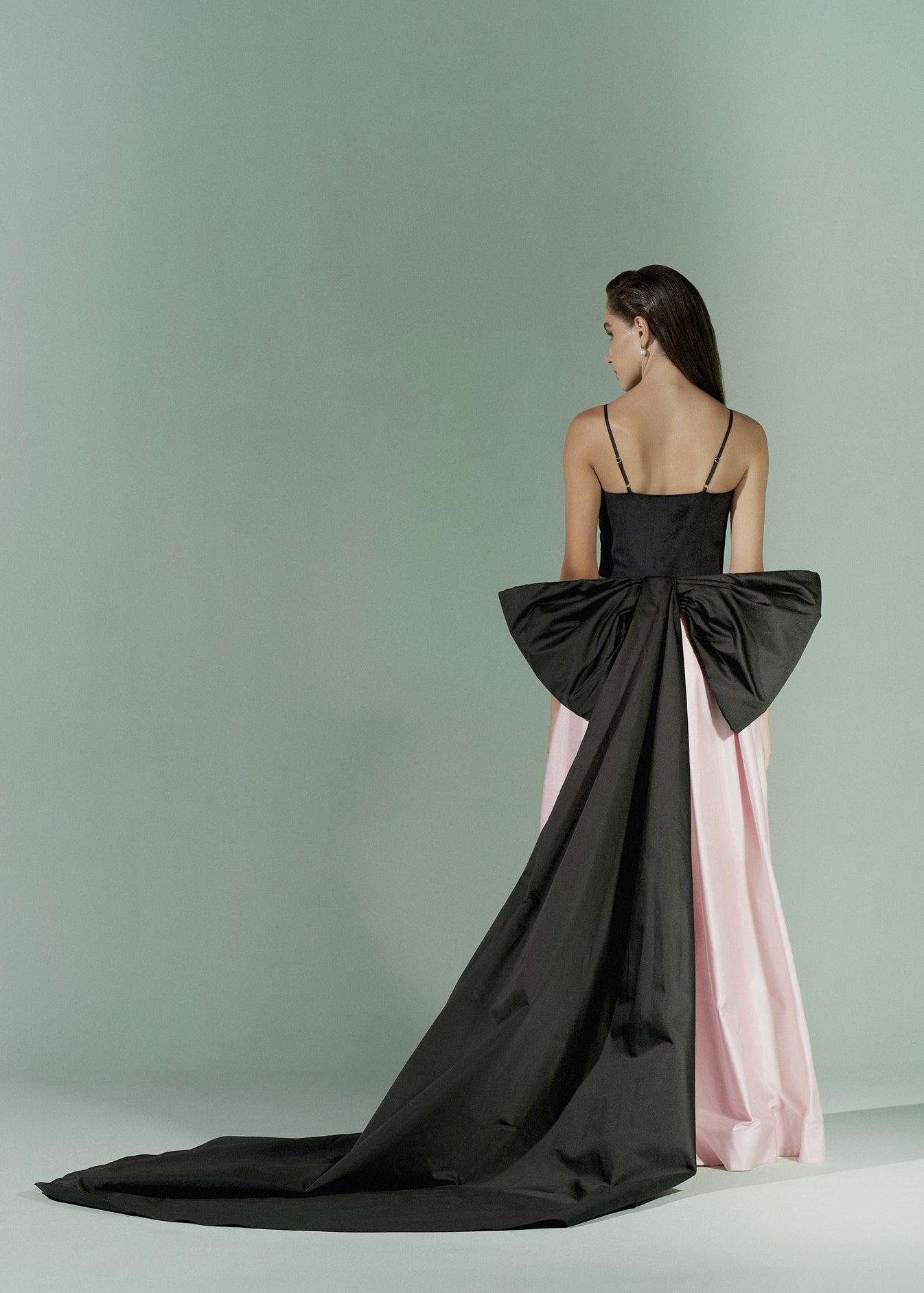 Plunging neckline Gown with Back Bow