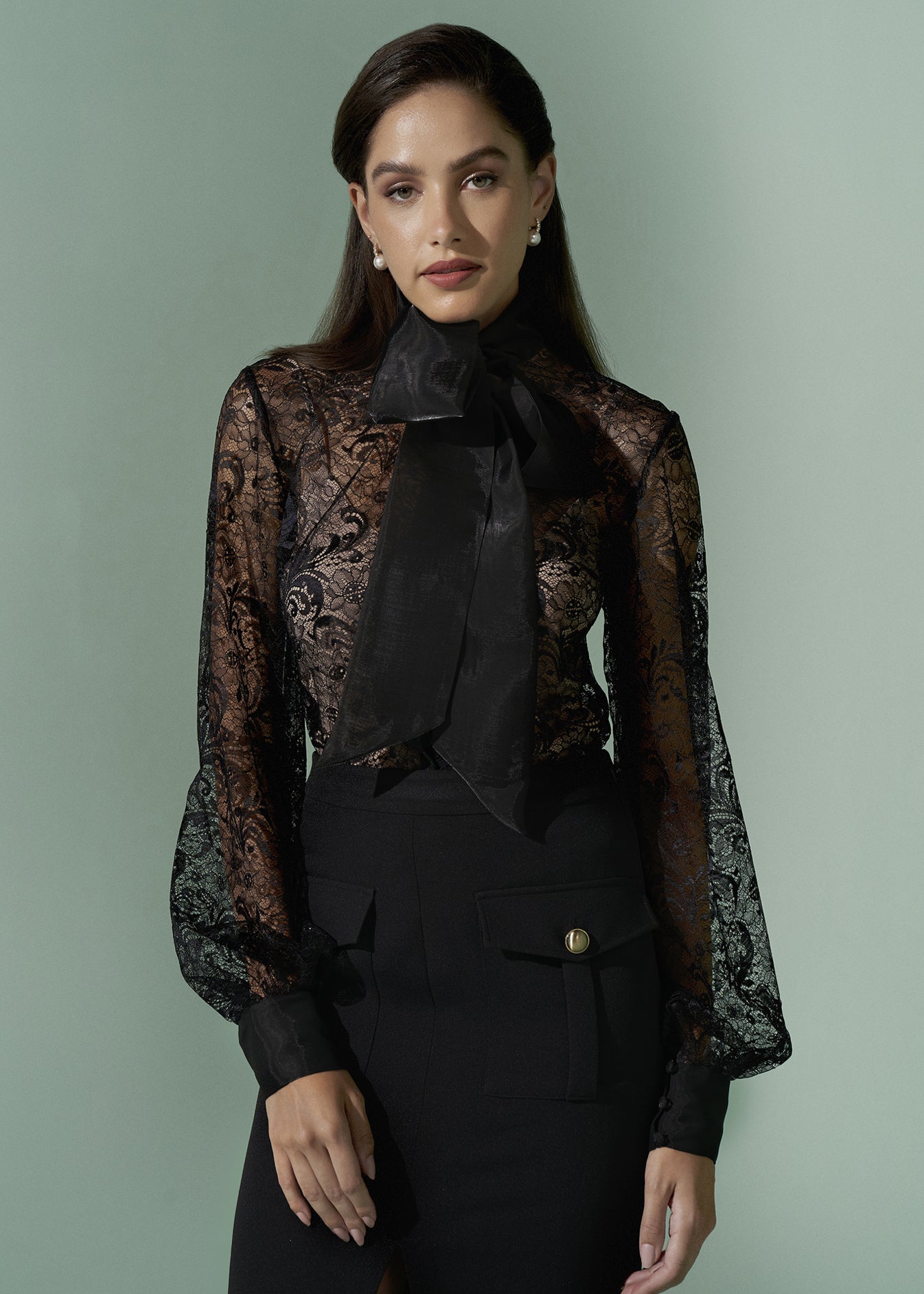 Pussy Bow lace shirt