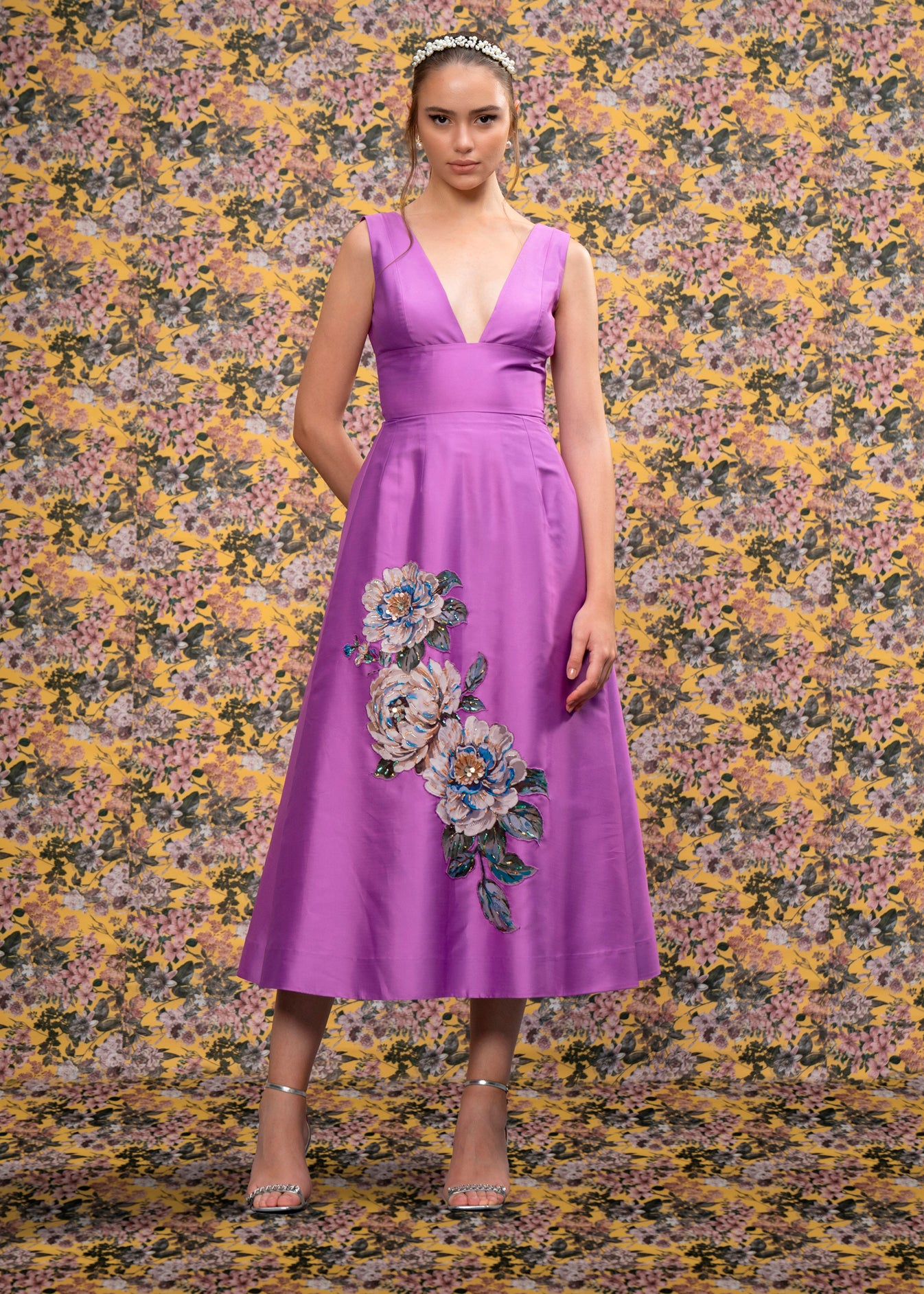 Plunge Neck Maxi Dress