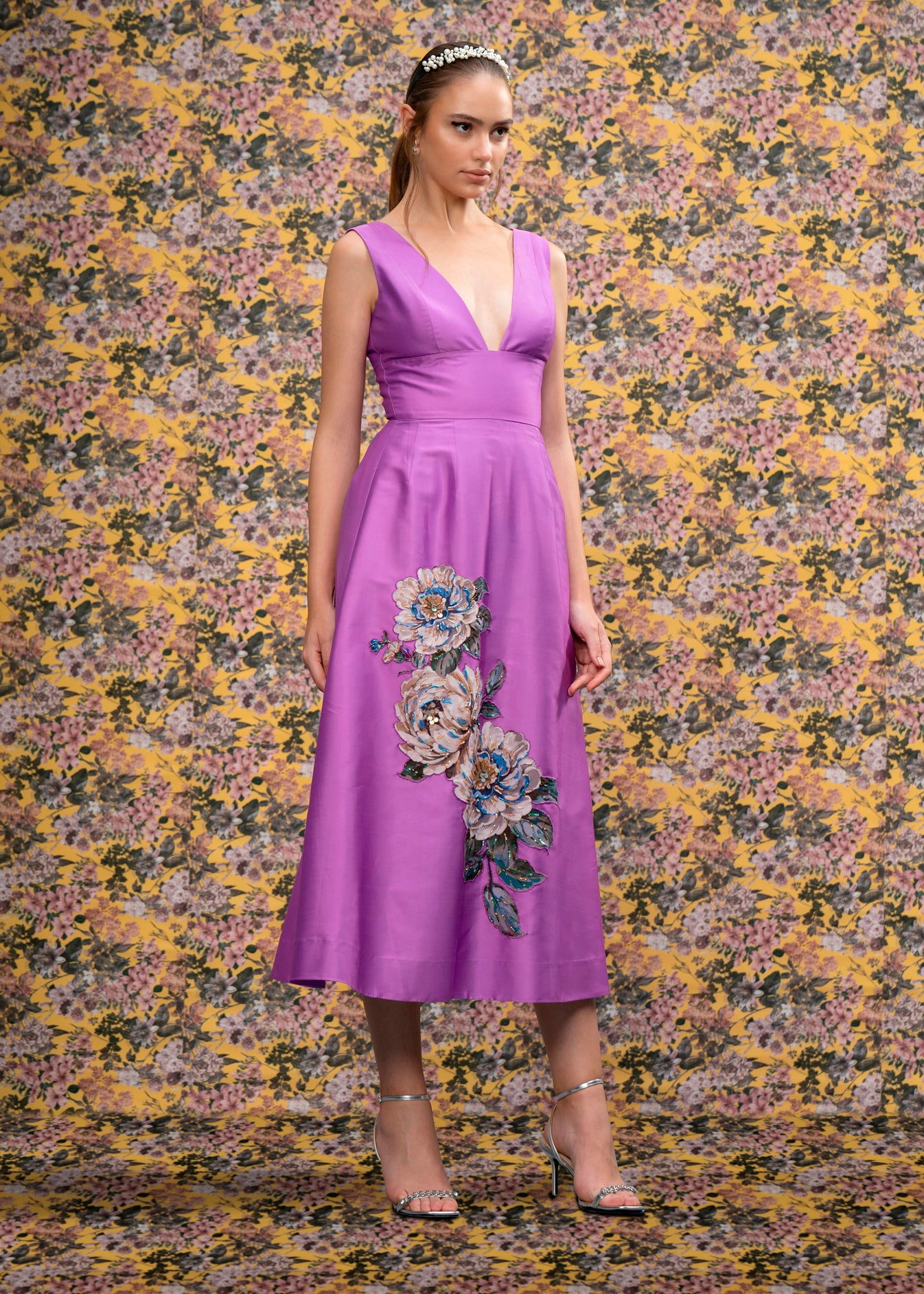 Plunge Neck Maxi Dress