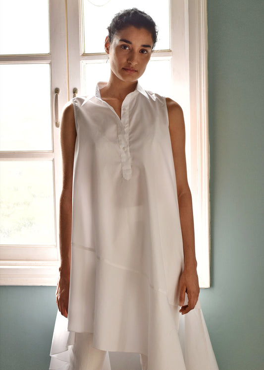 Long Shirt With Front Buttons And Asymmetric Hem