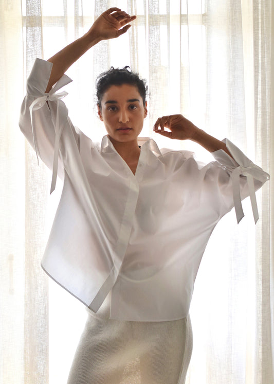 Shirt With Tie up Sleeves