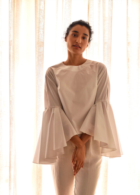 White Blouse Wth Bell Sleeves