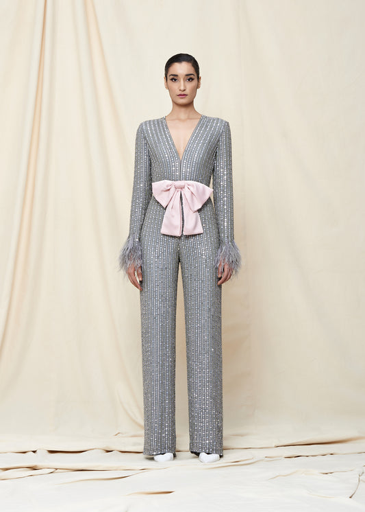 Hand Embroidered Sequins Jumpsuit