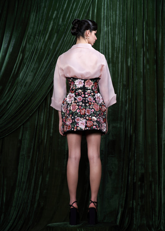 Embroidered Floral Mini Skirt