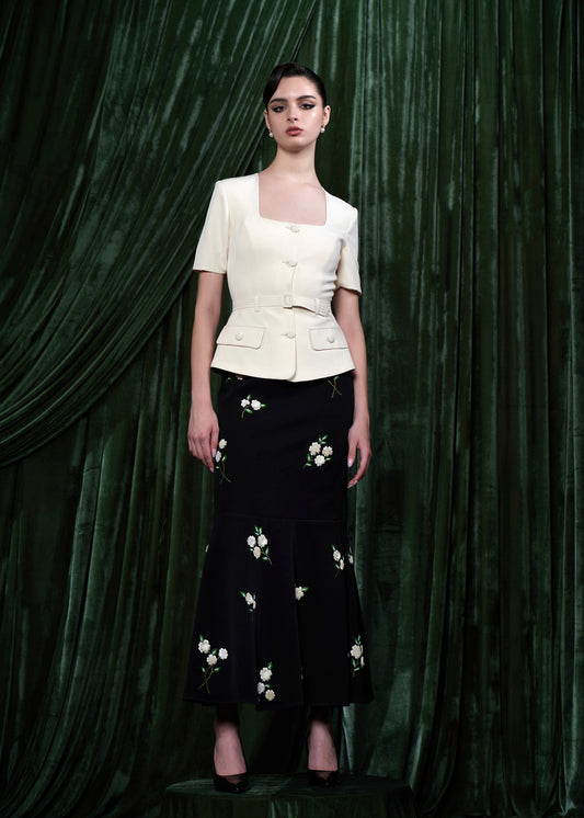 Embroidered Flared Skirt