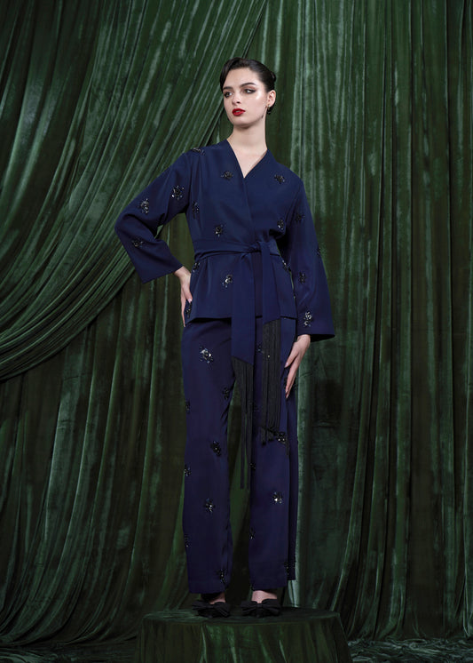 Embellished Straight-Leg Trousers