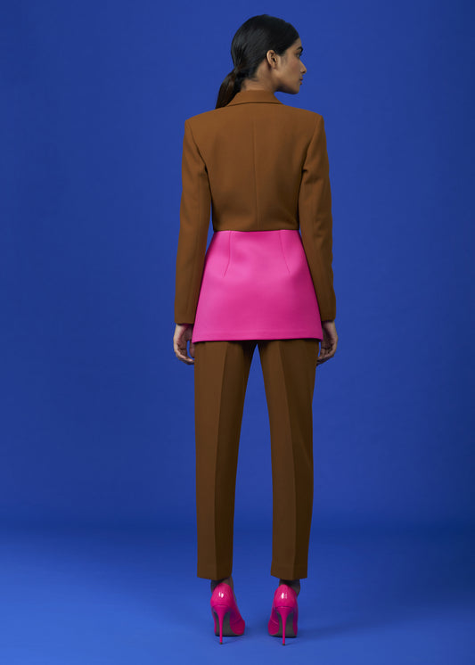 Dual Tone Blazer With Pink Paneling