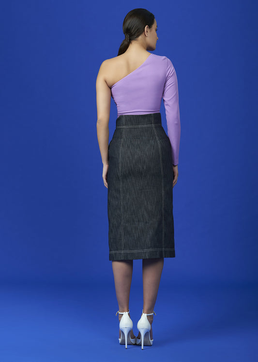 Denim Skirt With Front Slit