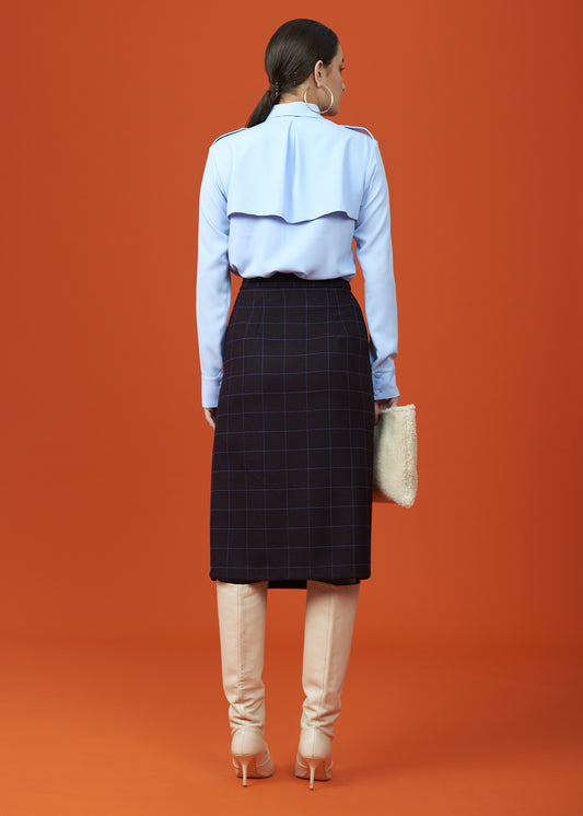 Checked Skirt With Box Pleat