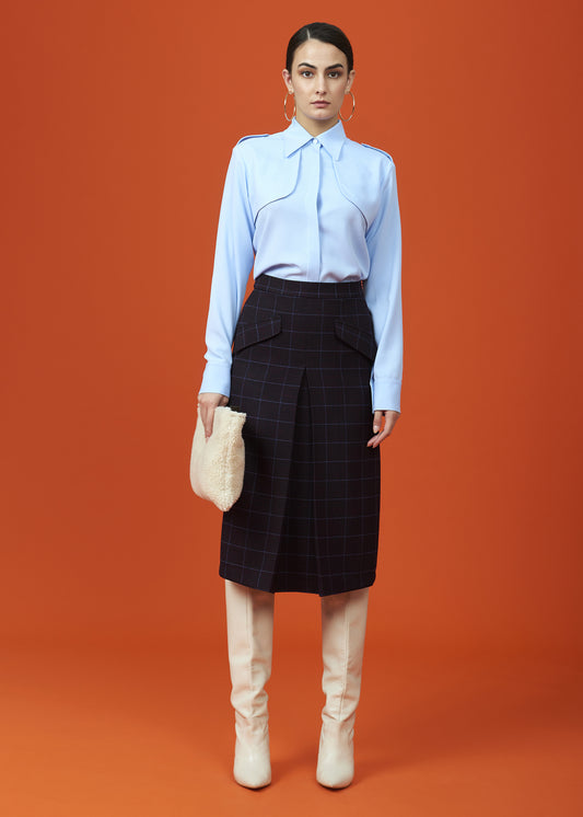 Checked Skirt With Box Pleat