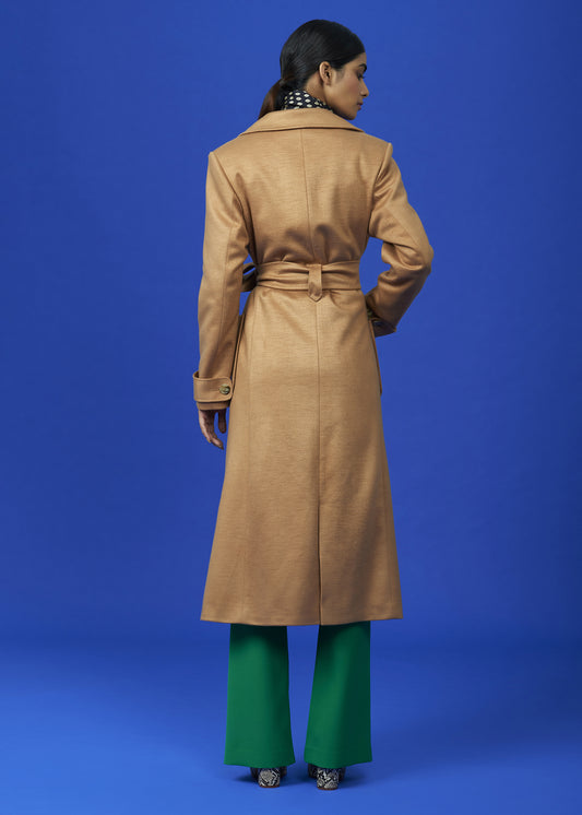 Double-Breasted Longline Trench Coat