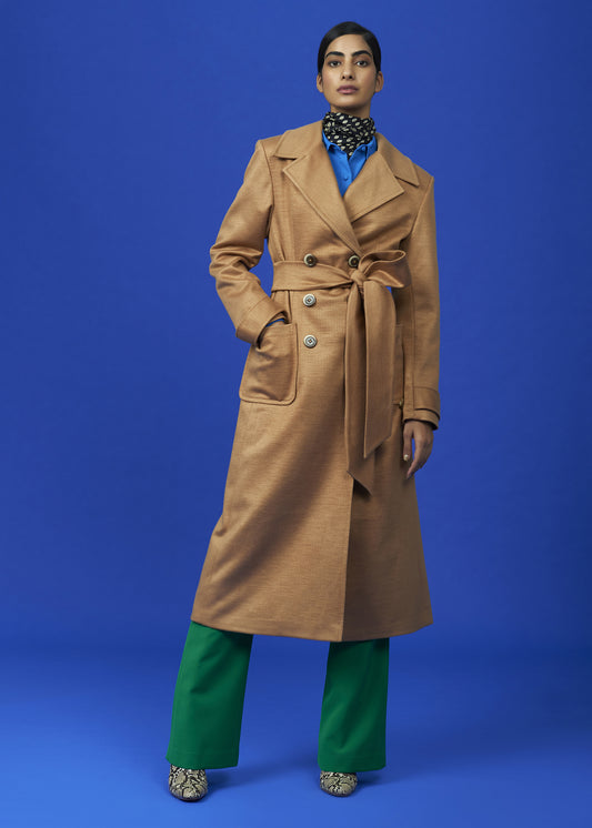 Double-Breasted Longline Trench Coat