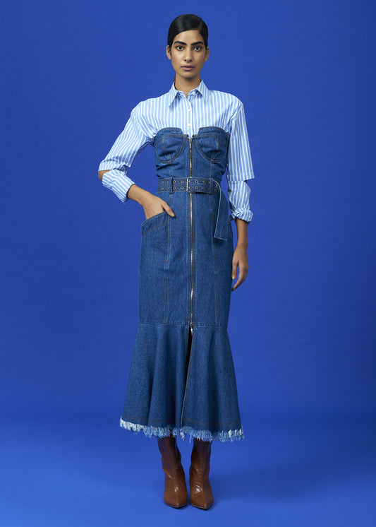 Corset fit denim dress