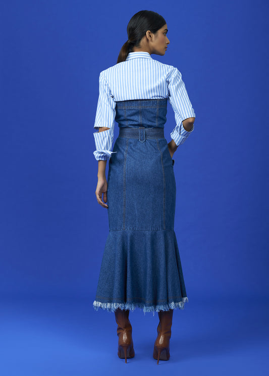 Corset fit denim dress