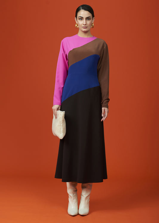 Color Block Cascade Dress