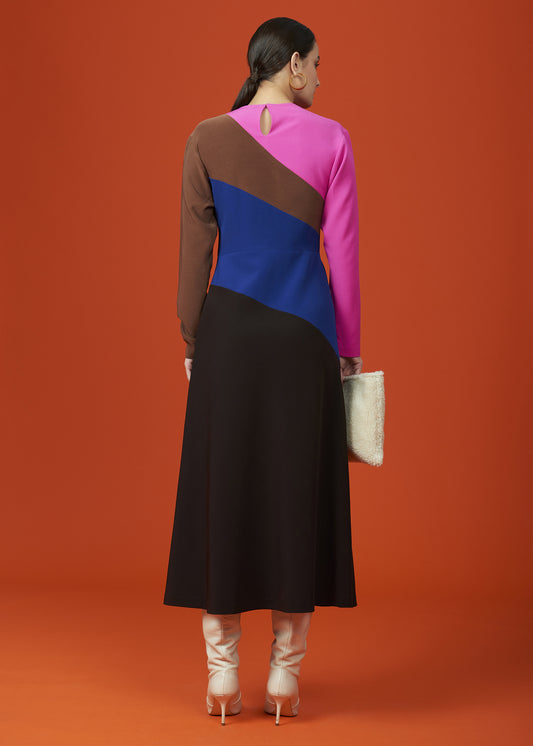 Color Block Cascade Dress