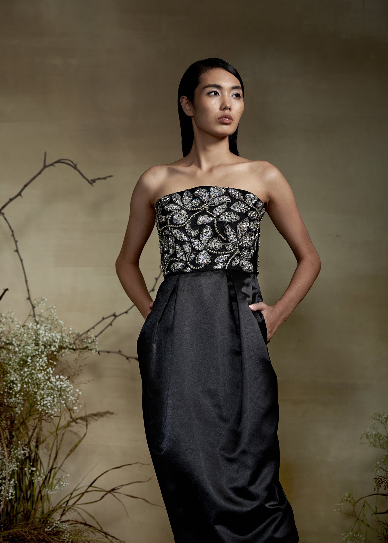 Strapless Embellised Dress