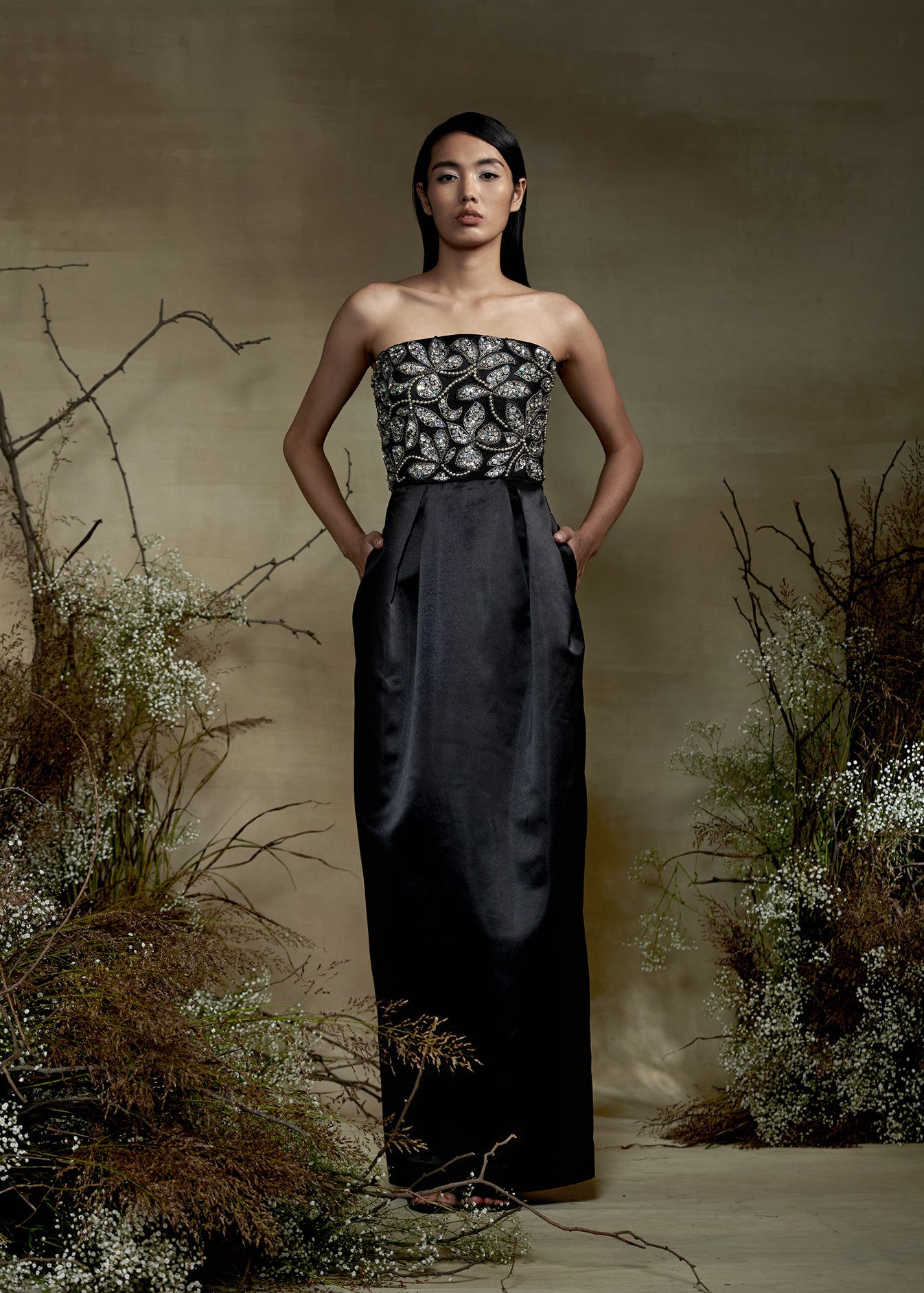 Strapless Embellised Dress