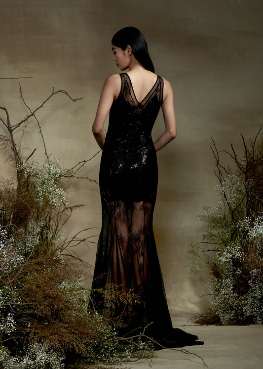 Lace Dress With Sequined Slip