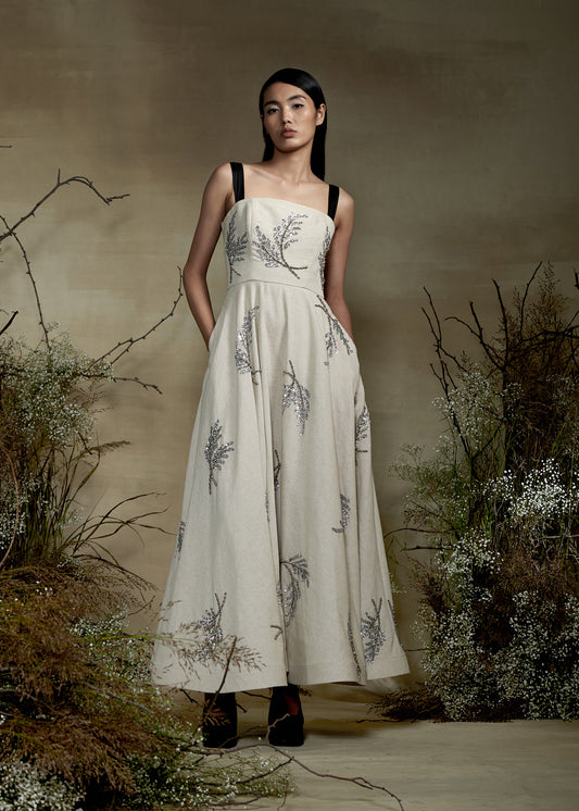 Embellished Linen Dress