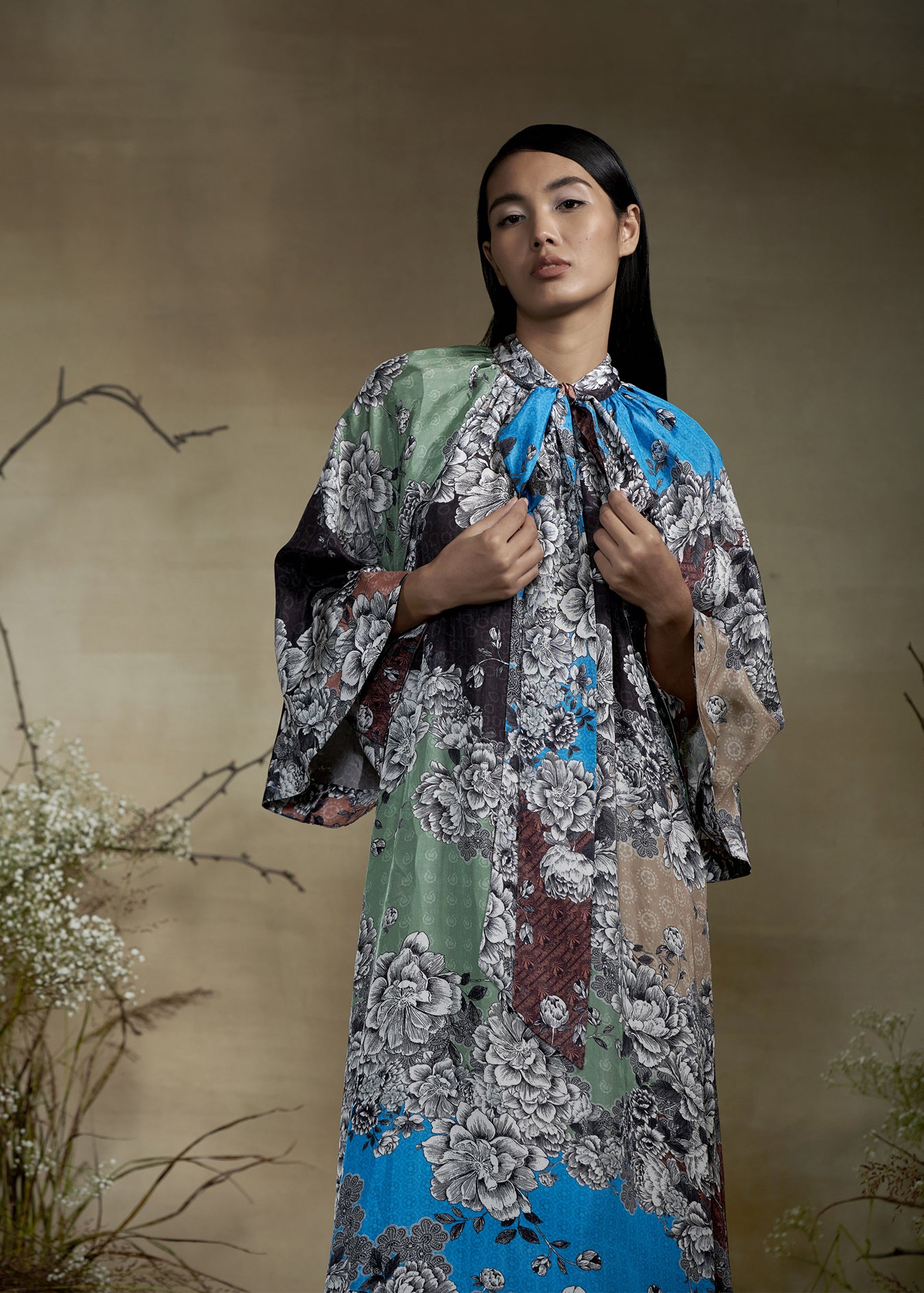 Printed Flared dress With Tie-up