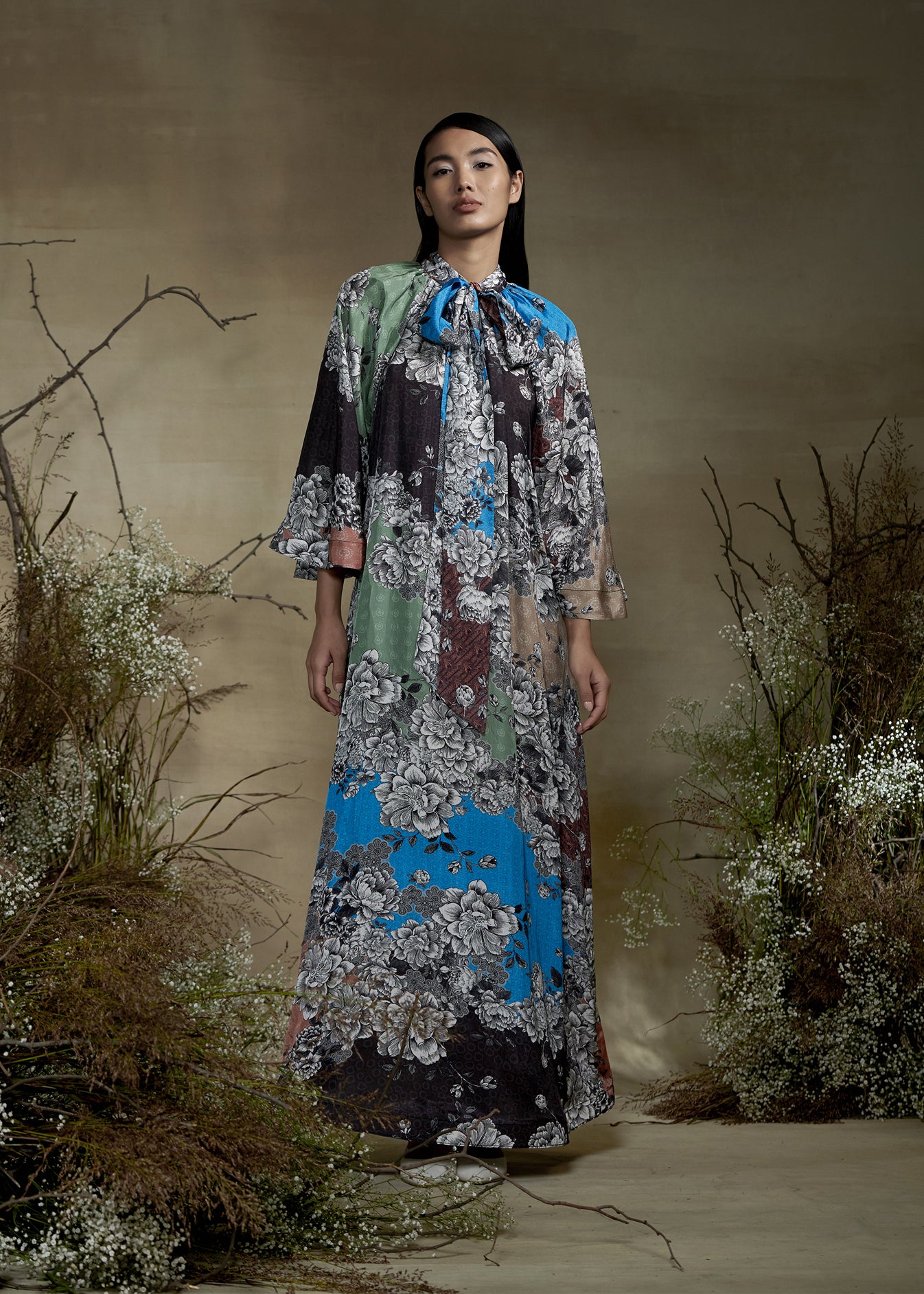 Printed Flared dress With Tie-up