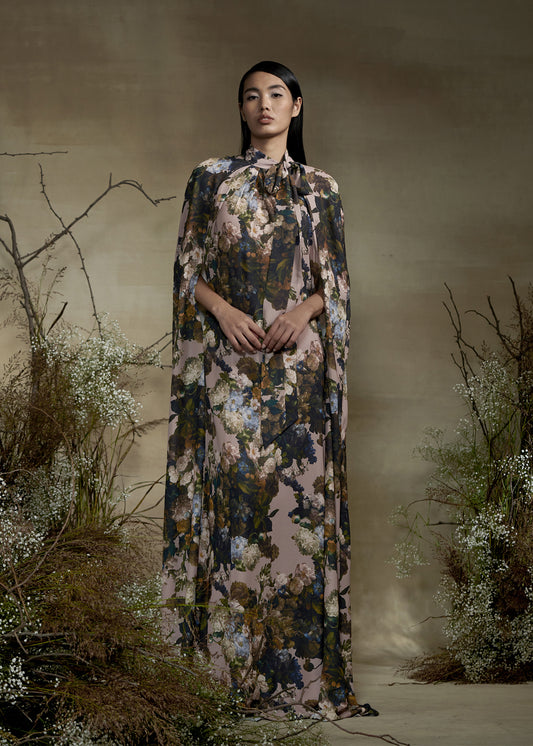 Printed Cape Dress