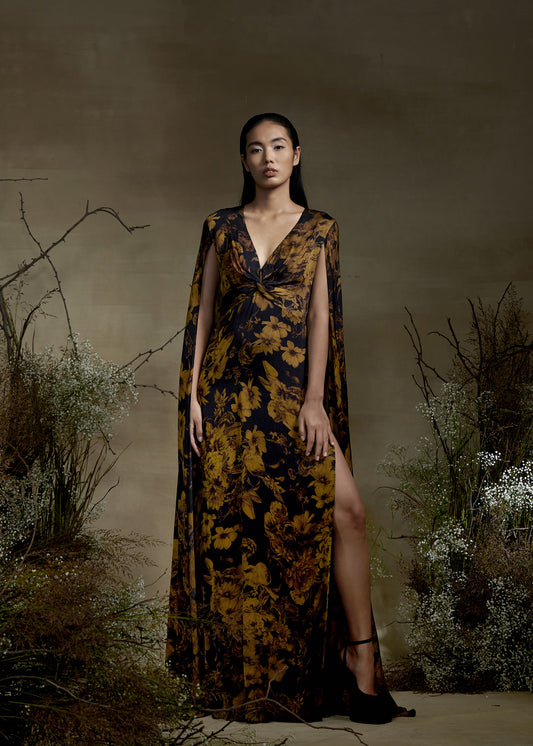 Printed Cape Dress