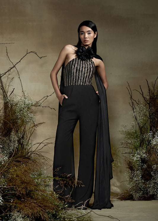 Beaded Halter Neck Jumpsuit
